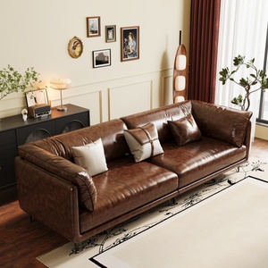 Sofá Moderno Vintage Francés Yisi, Sofá Recto para Sala de Estar, Tapizado en Tela Encerada, para Apartamentos y Hoteles, Relleno de Esponja - Product Image 2