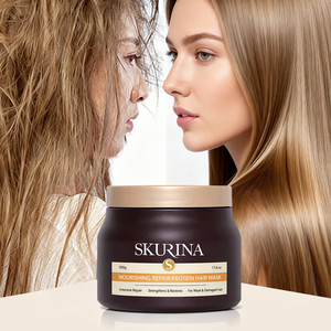 Crema de Proteína Nutritiva Herbal Profesional para Salón, Aceite de Linaza, Aceites Naturales para Control del Frizz, Hidratante y Suavizante, 500g - Product Image 1