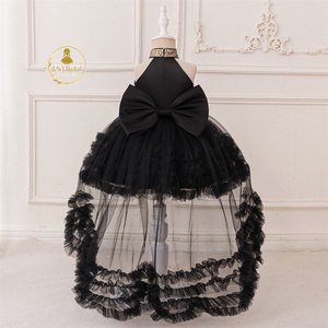 FSMKTZ Lindo Vestido Formal de Flores para Niñas para Cumpleaños Fiesta y Espectáculos Vestido de Princesa de Malla con Cola Desmontable - Product Image 4