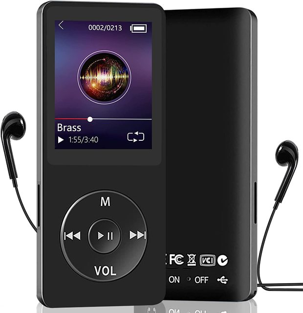 MP3 Player Portable Music Player Bluetooth 5.4 Music Stereo Player 1.8 inch Screen Support FM Radio E-Book Recording