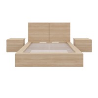 Vente en gros de luxe cerise noire 3 pièces pour chambre à coucher avec cadre de lit et table de chevet pour la maison, hôtel, villa ou appartement