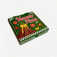 Op maat gemaakte groene Italiaanse chef-print pizza verpakkingen van golfkarton voor voedselwinkels