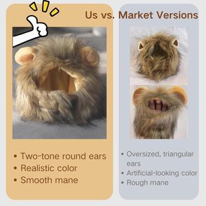 Masque de lion pour chat, jouet amusant pour animaux de compagnie, costume de chat, perruque pour chats, coiffe à crinière douce pour Halloween, Noël, anniversaire, accessoires photo - Product Image 3