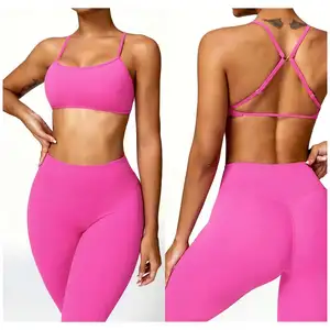 Venda quente Mulheres Secagem Rápida Respirável Correndo Sports Bra Cross Back Fitness Vestuário Yoga Tops