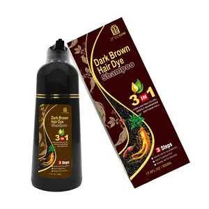 Factory Supplier Natural Color Healthy Dyeing Herbal Extract 3 in 1 Ginseng Dark Brown Hair Dye Shampoo