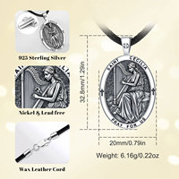 Collier pendentif Sainte Cécile Merryshine en argent pur oxydé, bijoux religieux, cadeau musical chrétien pour la vente en gros OEM ODM
