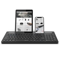 Clavier sans fil rechargeable AIKUN pour bureau et domicile - Interrupteur en caoutchouc - Design ultra fin - Triple solution BT5.0 + 3.0 + 2.4G