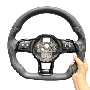 Volante Deportivo de Fibra de Carbono y Cuero con LED Forjado para VW <span class=keywords><strong>Golf</strong></span> 6 7 7.5 8 GTI R MK5 MK6 MK7 MK8 Polo Passat Tiguan Scirocco - Product Image 4