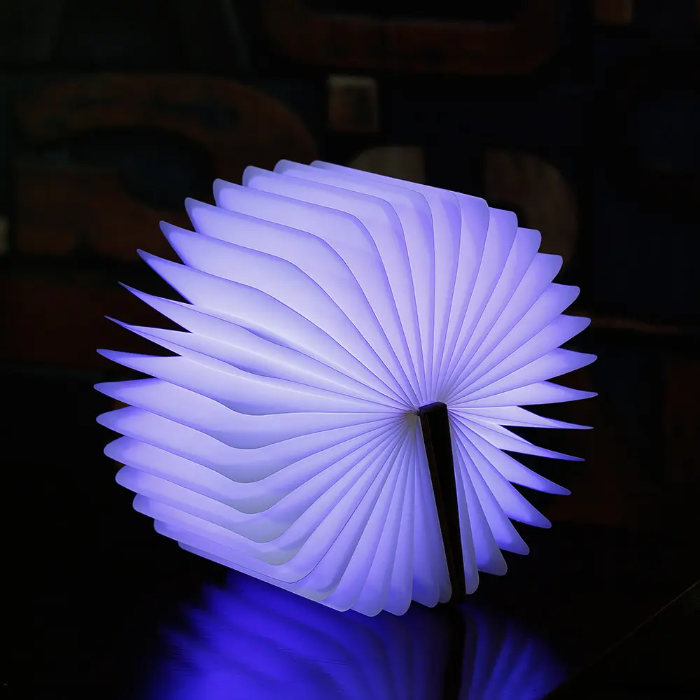 נייד 3 צבעים 3D Creative LED ספר לילה אור עץ 5V USB נטענת מגנטי מתקפל שולחן שולחן מנורת עיצוב הבית