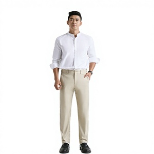 Pantalones Formales de Hombre de Alta Calidad, Color Caqui, Corte Slim Fit, Cintura Media, Cierre de Cremallera, Aptos para Lavado Regular, Vietnam, Spandex, Algodón, Anti-Pilling - Product Image 3