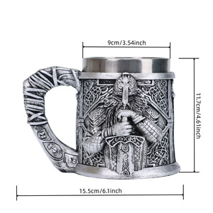 Taza de Cerveza Vikinga Medieval Retro con Diseño en Relieve 3D de Cabeza Vikinga, Taza de Café para Bar, Cerveza de Barril - Product Image 2