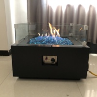 Table de foyer d'extérieur avec gaz propane, table de feu carrée moderne pour jardin en plein air