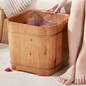 Seau de bain de pieds en <span class=keywords><strong>bois</strong></span> épaissi pédicure spa baril <span class=keywords><strong>bassin</strong></span> carré baignoire avec couvercle massage - Product Image 3