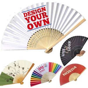 Abanico Plegable de Bambú Grande Personalizado con Impresión por Sublimación, Abanico Manual para Bodas, Fiestas, Festivales - Product Image 1