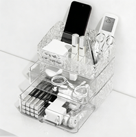 Ensemble de boîtes cosmétiques en plastique de qualité supérieure JX, organisateur de tiroir de bureau pour le maquillage et les soins de la peau - Style luxe léger, plusieurs couleurs, 17 pièces