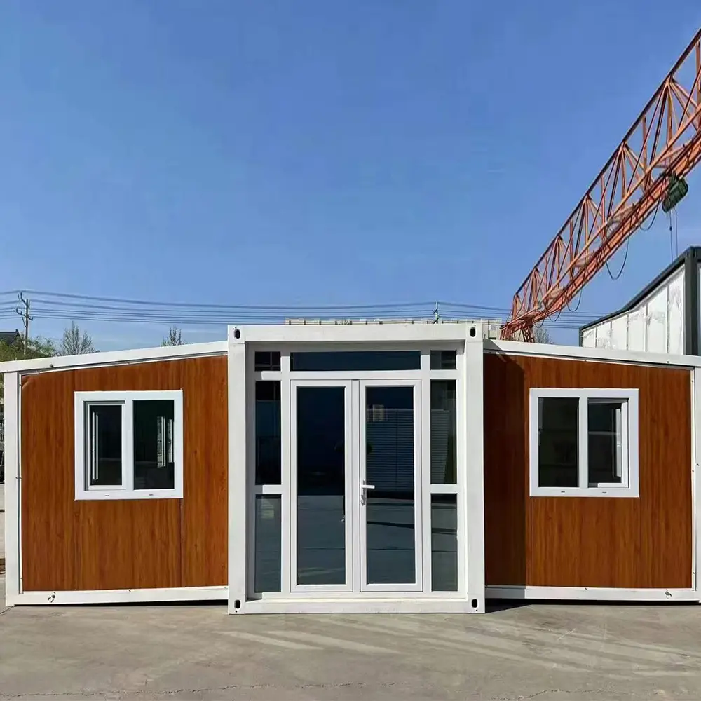 Tuvalet ve mutfak dolabı ile 3 yatak odası ile taşınabilir katlanır çift kanat 30ft genişletilebilir kargo konteyneri ev