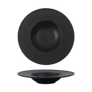 Hot Pot Plates Dinnerware Stoneware Black Ceramic Dishes Set Dinner Tableware Set For Restaurant