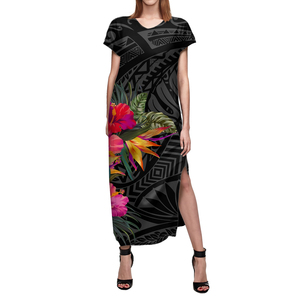 Presa di fabbrica 1 MOQ moda femminile Maxi abito marrone rossiccio modello tribale stampa donne personalità vestito accogliente antirughe - Product Image 4