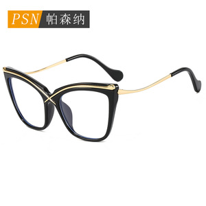 กรอบแว่นตา Psn Cat Eye แบบเต็มกรอบ สีทองดำ ป้องกันแสงสีฟ้า สำหรับทุกเพศ น้ำหนักเบา แฟชั่น - Product Image 1