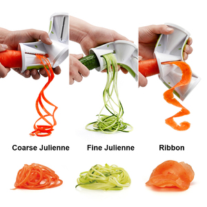 Spiraliseur <span class=keywords><strong>manuel</strong></span> <span class=keywords><strong>de</strong></span> <span class=keywords><strong>cuisine</strong></span> multifonctionnel pour légumes et fruits, trancheuse à spaghetti et pâtes <span class=keywords><strong>de</strong></span> courgette, lames en acier inoxydable - Product Image 2