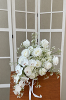 Guirlande d'arche de fleurs artificielles en soie PU souple, motif gypsophile blanc, pour décoration de mariage transfrontalière