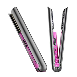 Professional 2 In 1 Hair Straightener and Curler USB Rechargeable Function Flat Iron Ceramic Fast Heating Curling Flat Iron