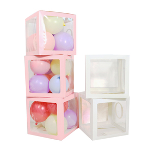 Rosa bianco festa di nozze decorazione di san valentino Baby Shower lettera scatole di palloncini trasparenti numero palloncino scatola di mazzi - Product Image 6