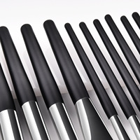 Ensemble de 11 pinceaux de maquillage professionnels noirs personnalisés, cosmétiques, maquillage, contour, fond de teint, fard à paupières, outils de pinceaux, kit de fournisseur
