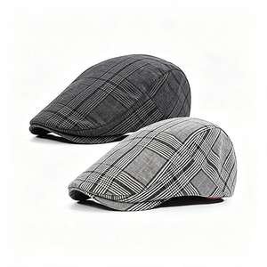 Casquette plate à carreaux pour homme, style vintage, à bord court, en tissu, pour usage quotidien et fêtes, vente en gros, personnalisation OEM ODM - Product Image 4