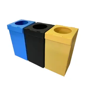 ARGE-cubo de basura de plástico corrugado, contenedor de basura con tapa abierta OEM