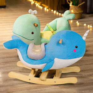 Silla Mecedora de Peluche con Forma de Ballena Verde para Niños de 1 a 3 Años, Personalizable por el Fabricante, Juguete de Madera - Product Image 2