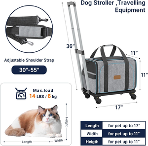 Mèo tàu sân bay với bánh xe dây thép khung ổn định vật nuôi xe đẩy Túi Túi vật nuôi túi xe đẩy Túi xách tay xe du lịch xe buýt tàu điện ngầm - Product Image 4
