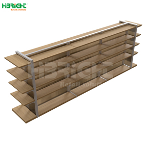 Highbright Light <b>Wood</b> Grain & Metal Frame Multi-Style Supermarket <b>Shelving</b> Solution for Grocery stores and Supermarkets - Product Image 3