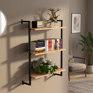 metal wood wall <b>shelf</b> wall mounted <b>shelf</b> modern wall <b>shelf</b> 3 tier wall <b>shelf</b> decorative wall <b>shelf</b> wooden wall <b>shelf</b> - Product Image 3