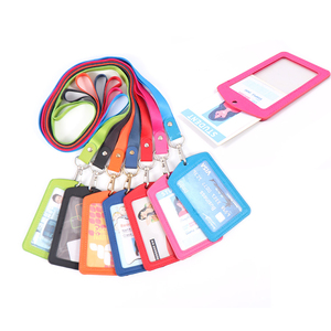 Porte-badge en cuir PU à double affichage pour entrepôt, avec fenêtre transparente et sangle de cou amovible, pour permis de travail - Vente en gros de papeterie - Product Image 1
