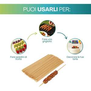 Spiedini in legno di bambù per barbecue, 15 cm, diametro 2,5 mm, per alimenti. - Product Image 5