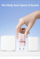 Chargeur GaN multicolore en forme de petits glaçons, PD45W QC3.0 PD3.0, mini adaptateur secteur USB Type-C à charge rapide pour téléphone portable