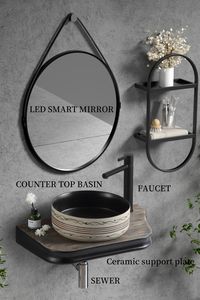 Évier de lavabo suspendu au mur en <span class=keywords><strong>porcelaine</strong></span> ronde traditionnelle Évier de salle de bain d'art de comptoir en céramique bon marché - Product Image 3