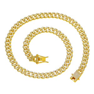 สร้อยคอแฟชั่นผู้ชายแบบโซ่คิวบันหนาประดับเพชรทรงเรขาคณิตแบบเรียบง่ายทำมือใหม่ ขายส่งเครื่องประดับแฟชั่น - Product Image 1