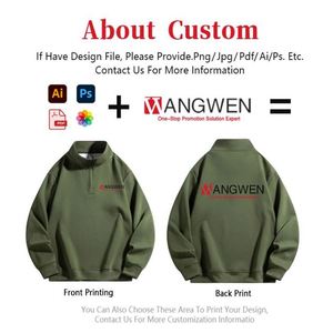 Customizable Solid Color Collar <b>Light</b> Weight Breathable Men's Hoodies High <b>Neck</b> Zip Sweatshirts - Product Image 2