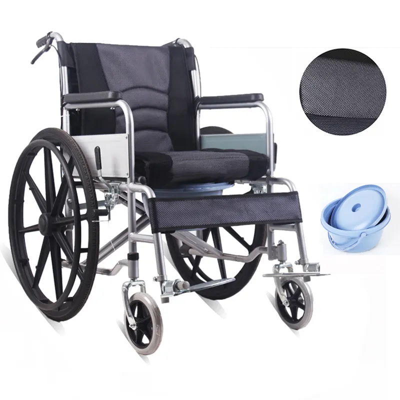 Novo aço dobrável esporte leve cadeira de rodas manual cadeiras para pessoas com deficiência