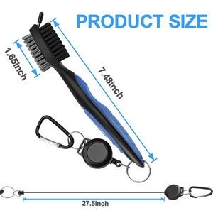 Brosse de nettoyage pour clubs de golf rétractable, nettoyeur de rainures, brosse à poils double face avec mousqueton, 7 couleurs - Product Image 2