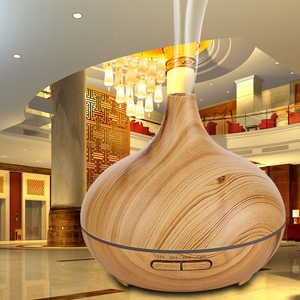 Nebulizador de escritorio con luz nocturna colorida LED de 400ml, Humidificador ultrasónico de aire frío, humidificador de agua de grano de madera para el hogar del Hotel - Product Image 3