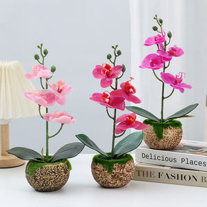 Fleur Artificielle Quatre Phalaenopsis En Pot Maison Bureau Porche Place Pâte À Papier Petites Fausses Fleurs En Pot - Product Image 4