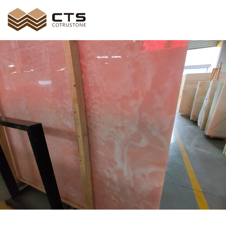 Marble Onyx Stone Pink Big Slab Graphic Design Kitchen Countertop Polished 5 Years Calcite Picture Color CN;FUJ Modern Villa CTS