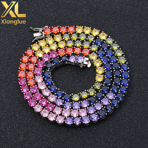 5mm Shiny Zircon Iced Tennis <b>Chain</b> Necklace Colorful Gemstone Hip Hop Jewelry Fashionable Necklace - Product Image 6