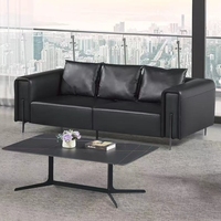 Conjunto de Sofás de Cuero Modernos para Oficina en Casa y Sala de Estar, Diseño Seccional, Mesa de Centro para Vestíbulo de Hotel