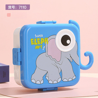 Boîte à lunch bento en plastique réutilisable pour enfants W13 Animal, 3 compartiments, éléphant, boîte à lunch en PP pour enfants