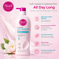 Lotion corporelle hydratante 24H Akaril 473ml – Fraîcheur et confort, douce pour la peau, au beurre de karité, nourrissante et réparatrice, soin quotidien
