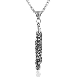 Collar con colgante de pez dragón dorado, cadena de acero inoxidable de 3,0x60 cm, joyería de moda con forma de animal para hombres - Product Image 2